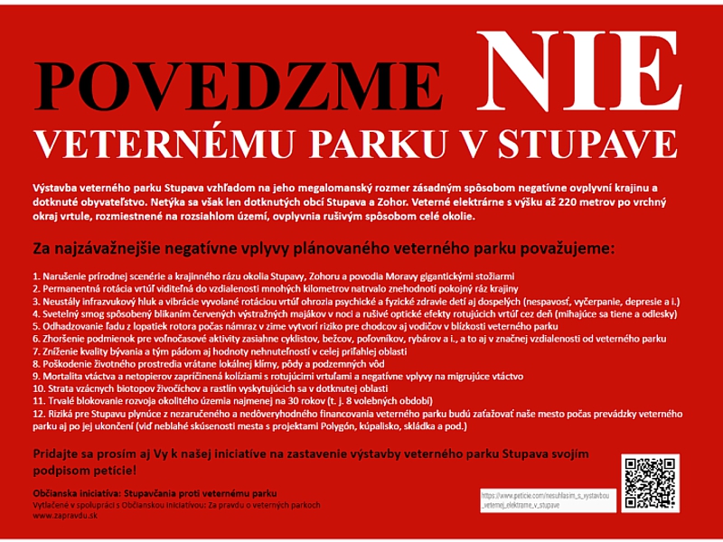 POVEDZME NIE VETERNÉMU PARKU V STUPAVE