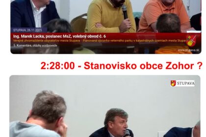 Obec Zohor sa ohradzuje voči informáciám, ktoré odzneli na verejnom stretnutí mesta Stupava dňa 26.11.2025