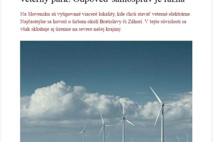 Samosprávy pri Hlohovci a Michalovciach odmietajú výstavbu veterných parkov